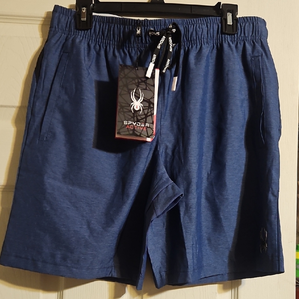 SPYDER MENS ATHLETIC SHORTS: BLUE: NEW WITH TAGS: SIZE M
